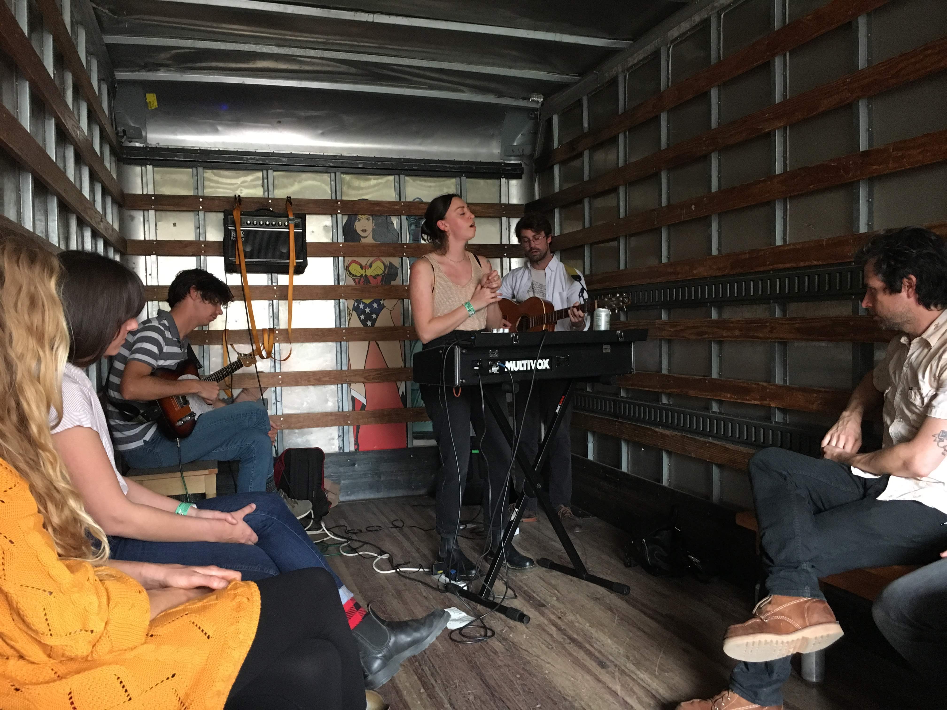 Another awesome band - Sun June, playing a stripped down set in the back of a moving truck during
South By Southwest